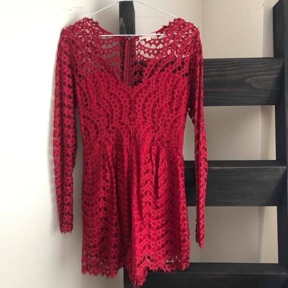 Luxxel Red Lace Romper